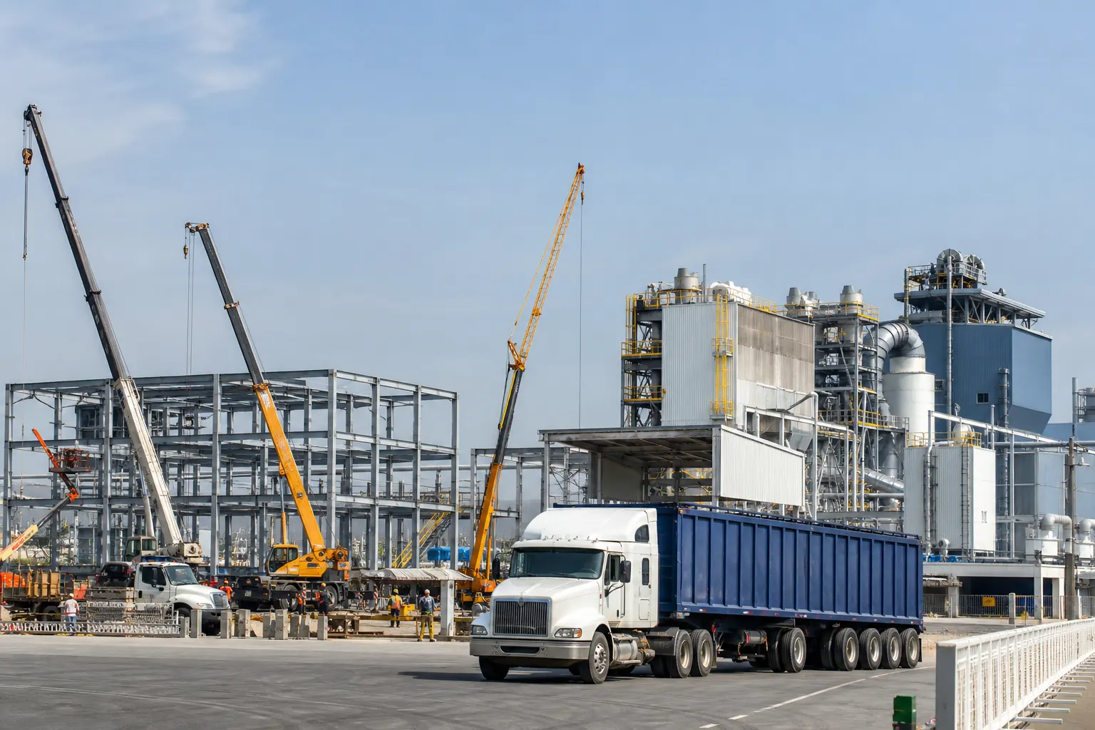 Obra de construcción junto a una planta manufacturera en México