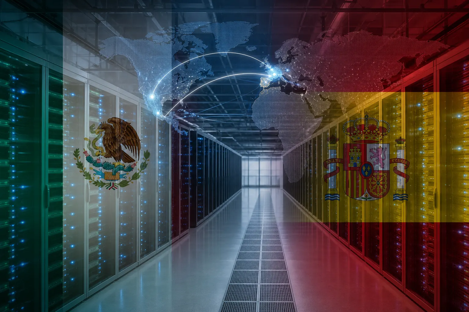 Servidores de un centro de datos para ilustrar el acuerdo tecnológico entre México y España