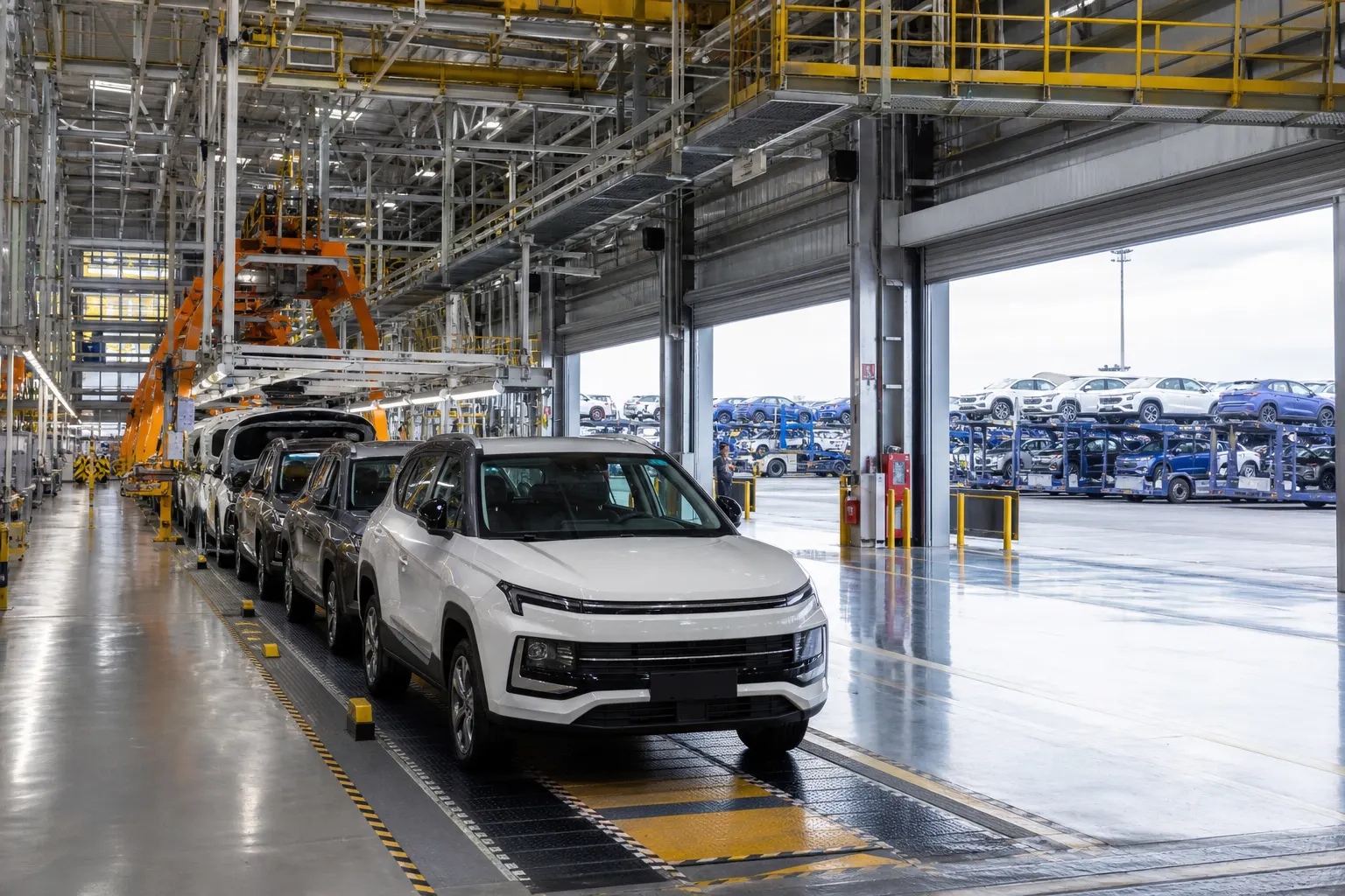 Vehículos ligeros en una planta automotriz mexicana durante el proceso de producción y exportación