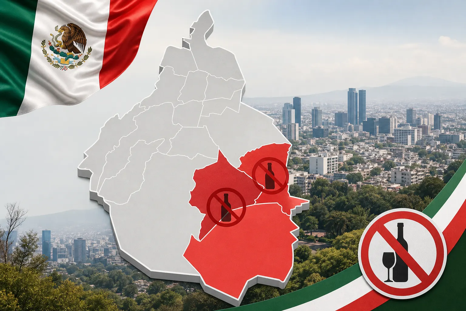 Mapa de las zonas de Tláhuac y Tlalpan con restricciones de venta de alcohol durante las fiestas patrias de 2026