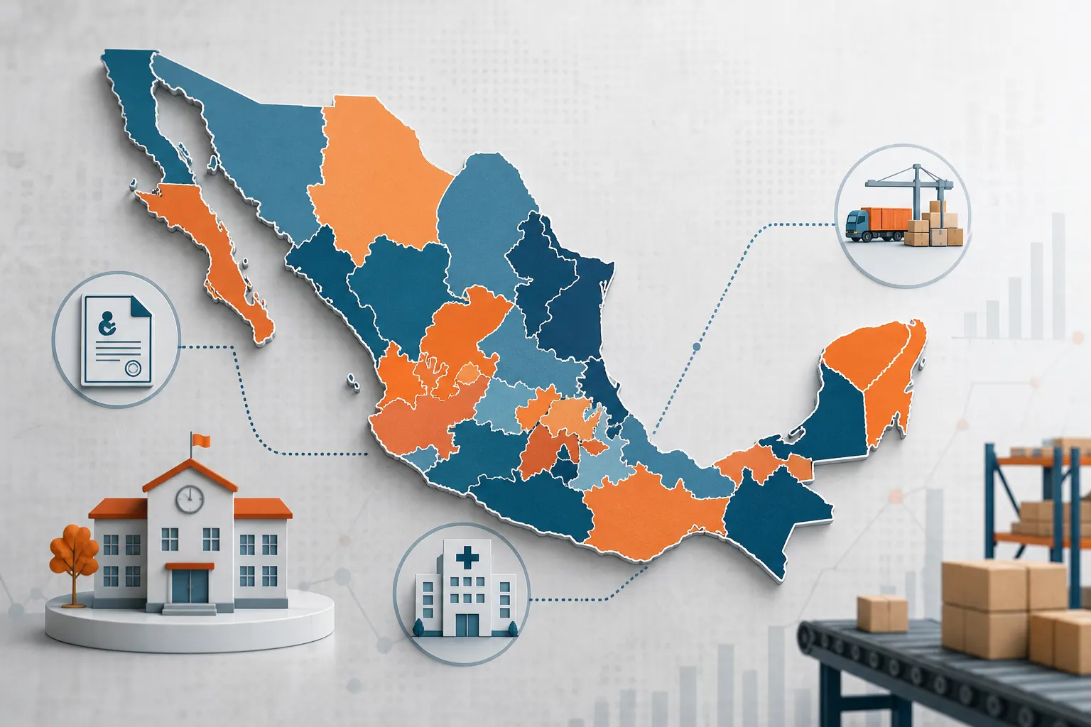 Mapa de México con diferencias estatales en nacimientos registrados durante 2025