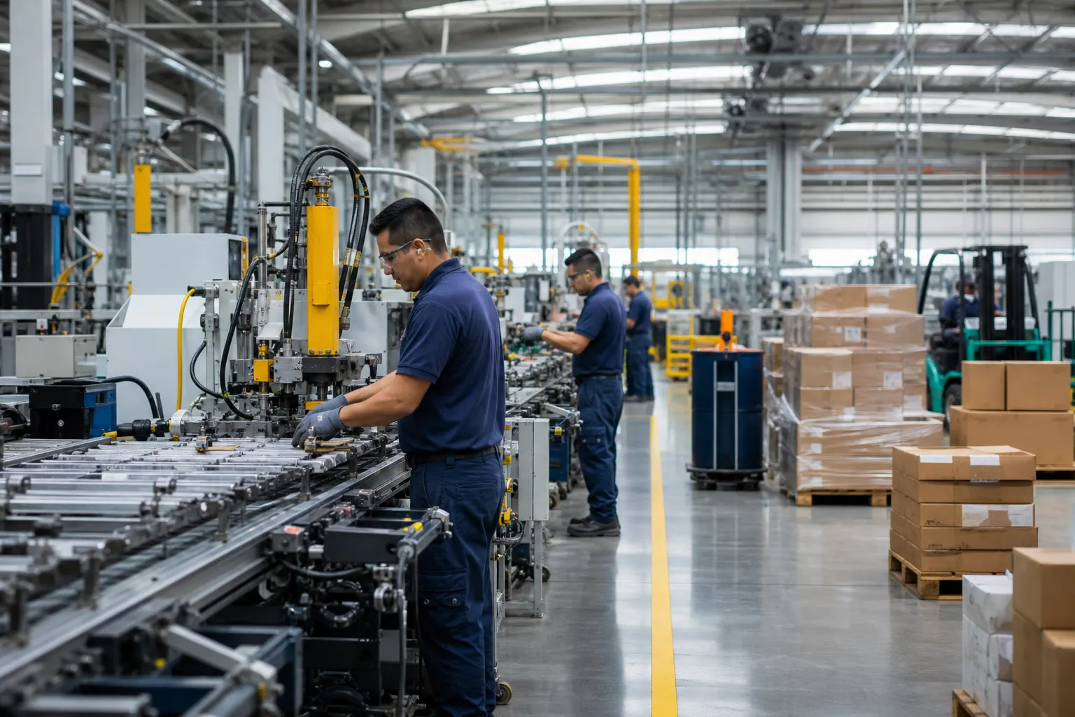 Planta industrial mexicana con maquinaria y operaciones de manufactura vinculadas al Plan México
