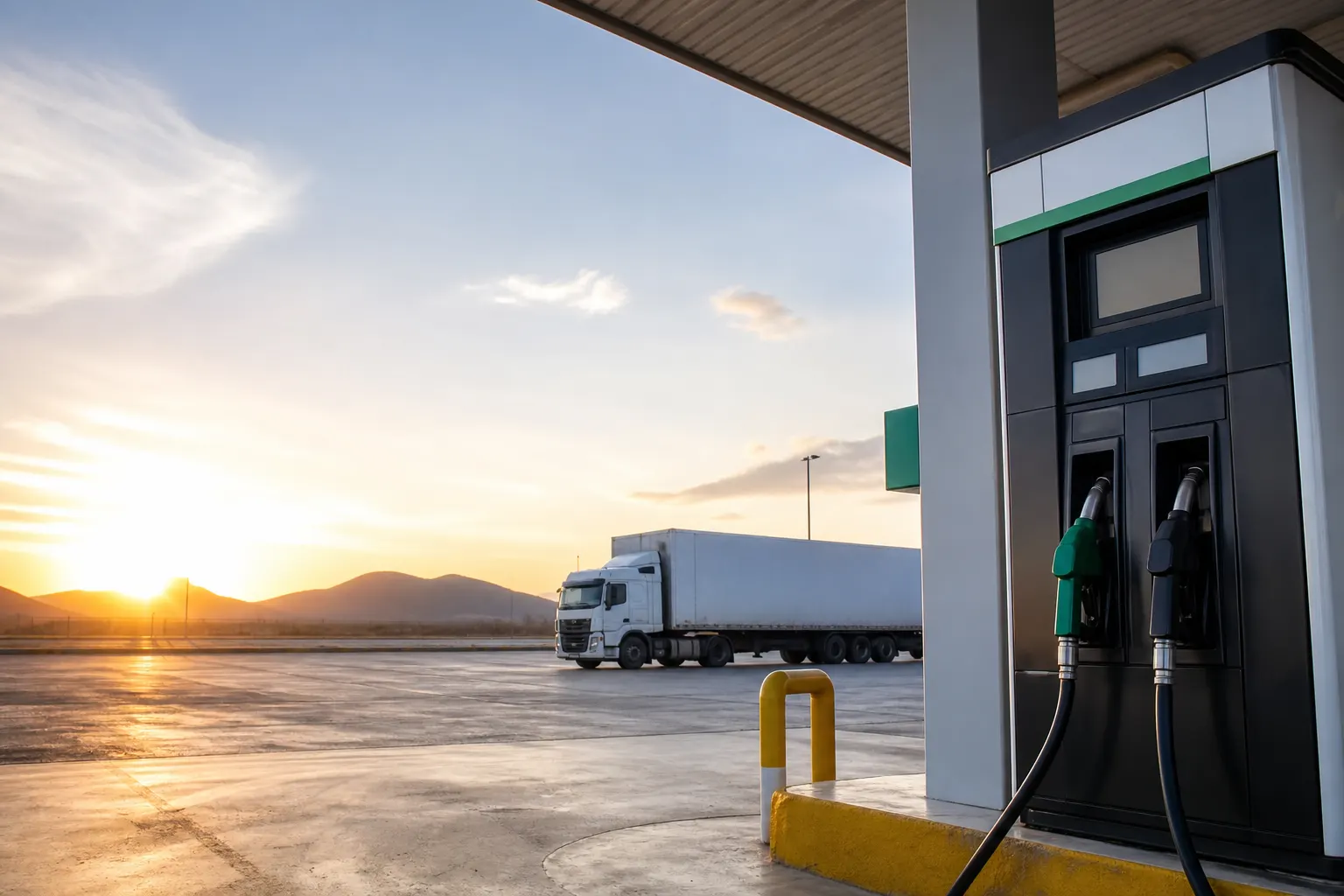 Estación de servicio en México con dispensadores de gasolina regular y diésel