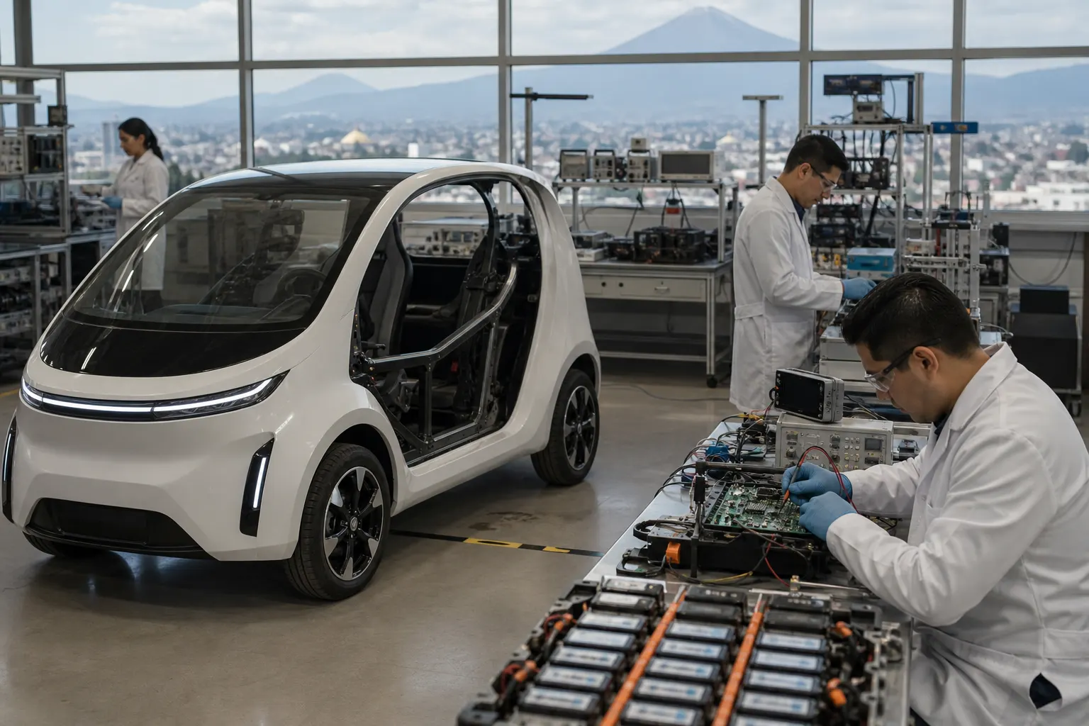 Prototipo eléctrico y laboratorio de semiconductores representan el nodo tecnológico de Puebla
