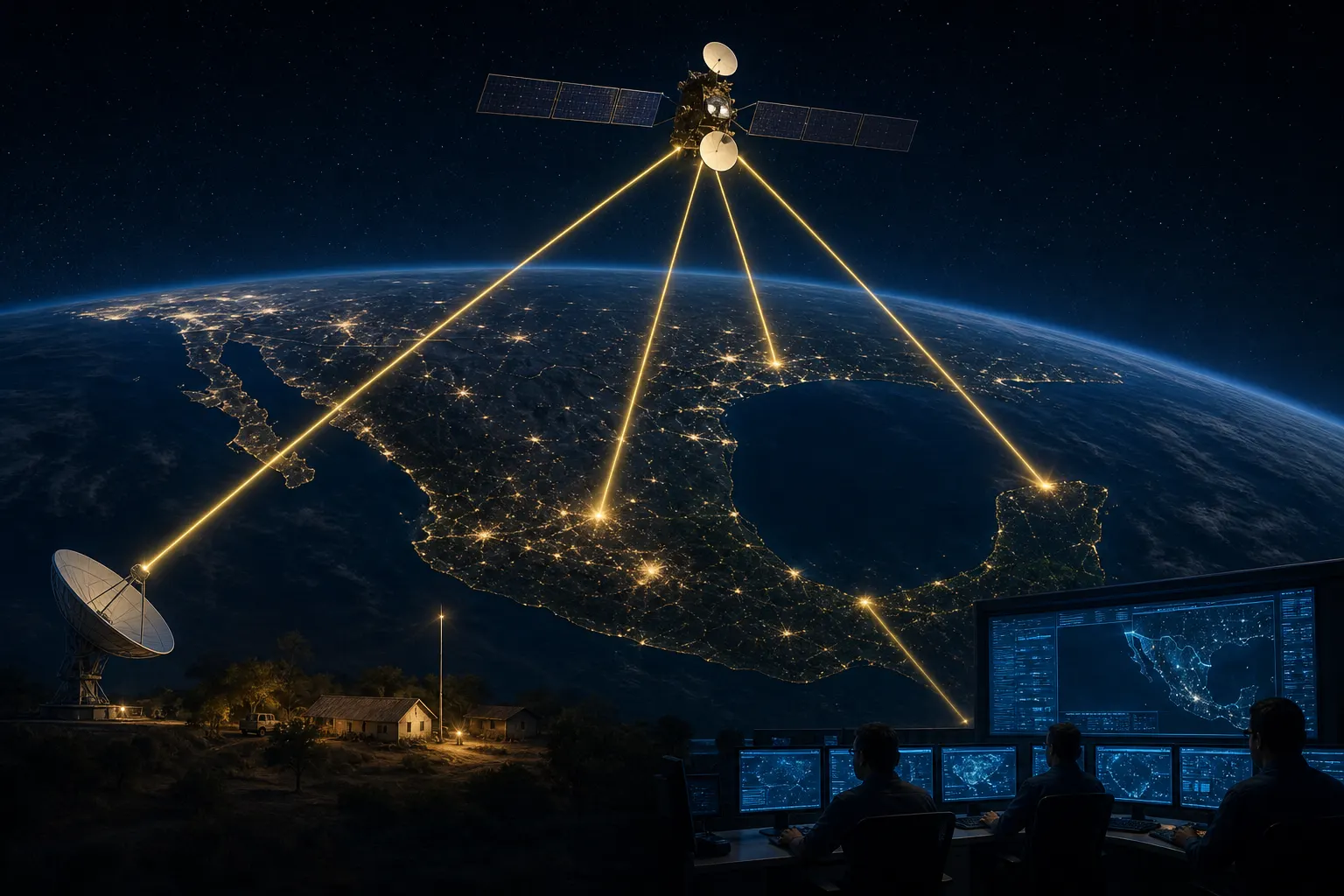 Satélite mexicano de telecomunicaciones sobre México y comunidades rurales conectadas