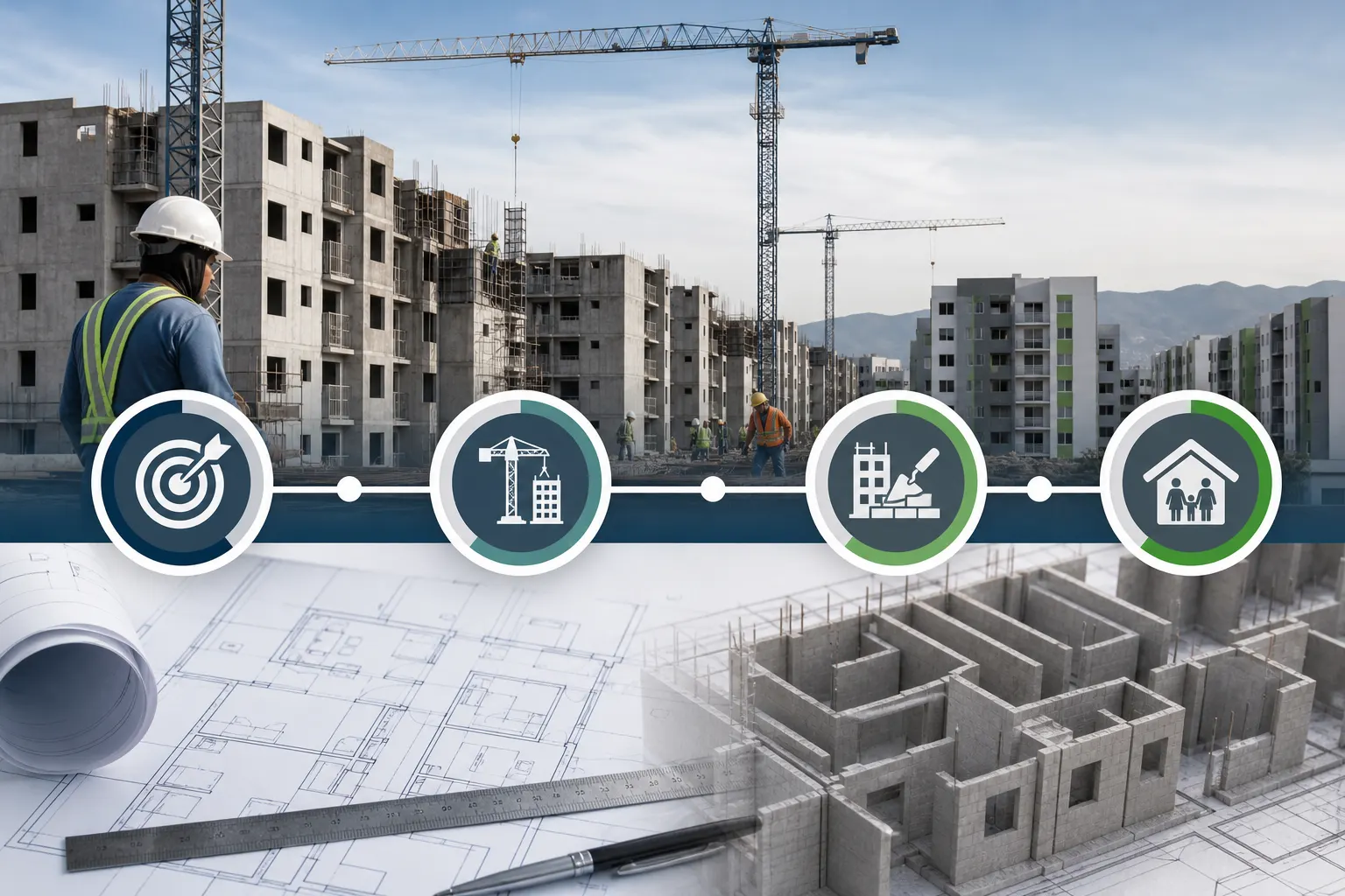 Obras de vivienda social del programa Vivienda para el Bienestar en México