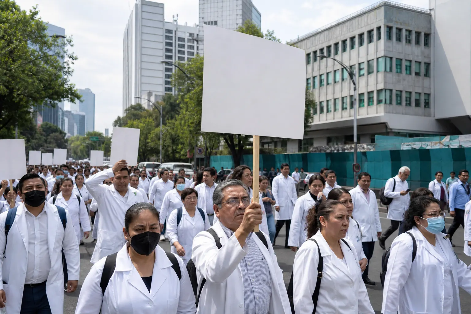 Trabajadores del IMSS marchan en Ciudad de México durante el conflicto salarial de octubre de 2026