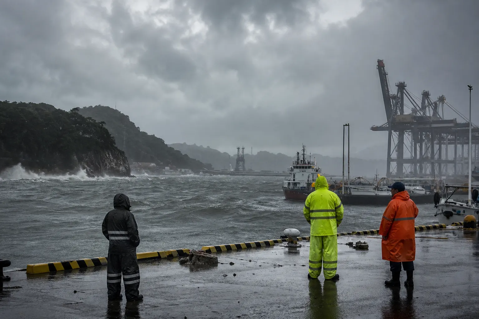 Puerto del Pacífico mexicano con operaciones suspendidas durante el huracán Simón